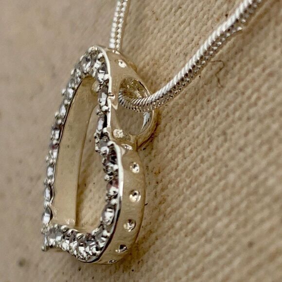 2 Heart Pendant Necklace Set made with Swarovski Crystals, Friendship Love Gift - Picture 6 of 9